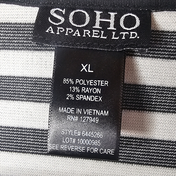 SOHO Apparel Jersey Knit Blazer Womens XL Striped 3/4 Sleeve Ladies Jacket - Picture 7 of 11